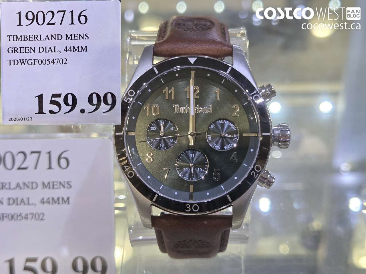 19027116 TIMBERLAND MENS GREEN DIAL, 44MM TDWGF0054702 $159.99