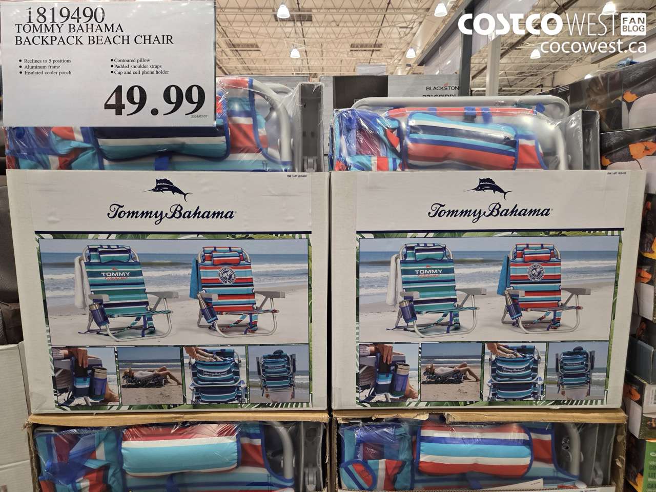 1819490 TOMMY BAHAMA BACKPACK BEACH CHAIR $49.99