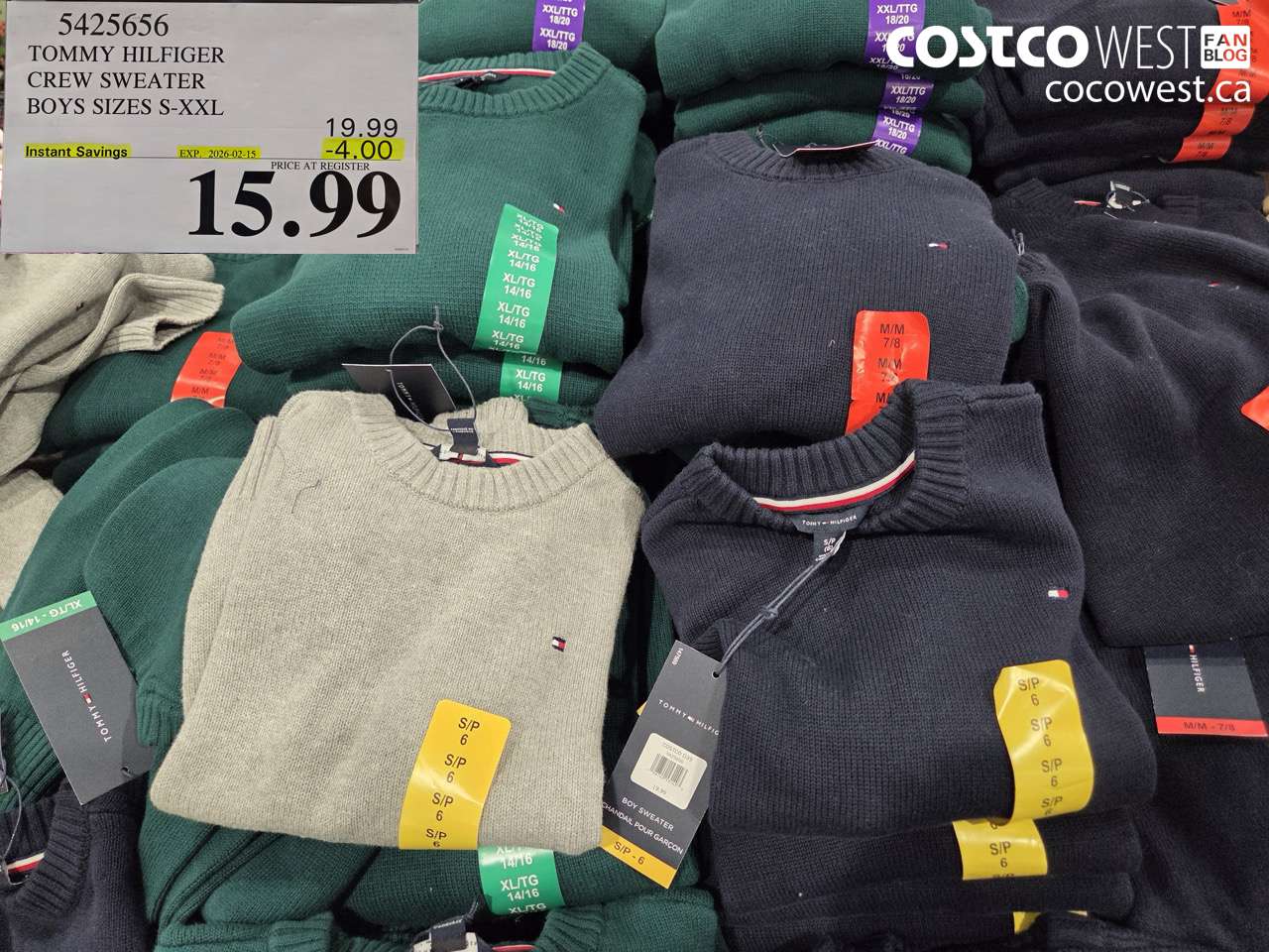 5425656 TOMMY HILFIGER CREW SWEATER BOYS SIZES S-XXL ($4.00 INSTANT SAVINGS EXPIRES ON 2026-02-15) $15.99