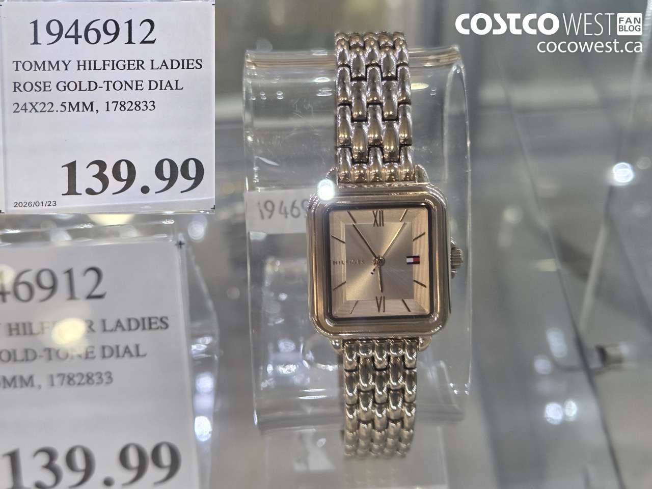 1946912 TOMMY HILFIGER LADIES ROSE GOLD-TONE DIAL 24X22.5MM, 1782833 $139.99