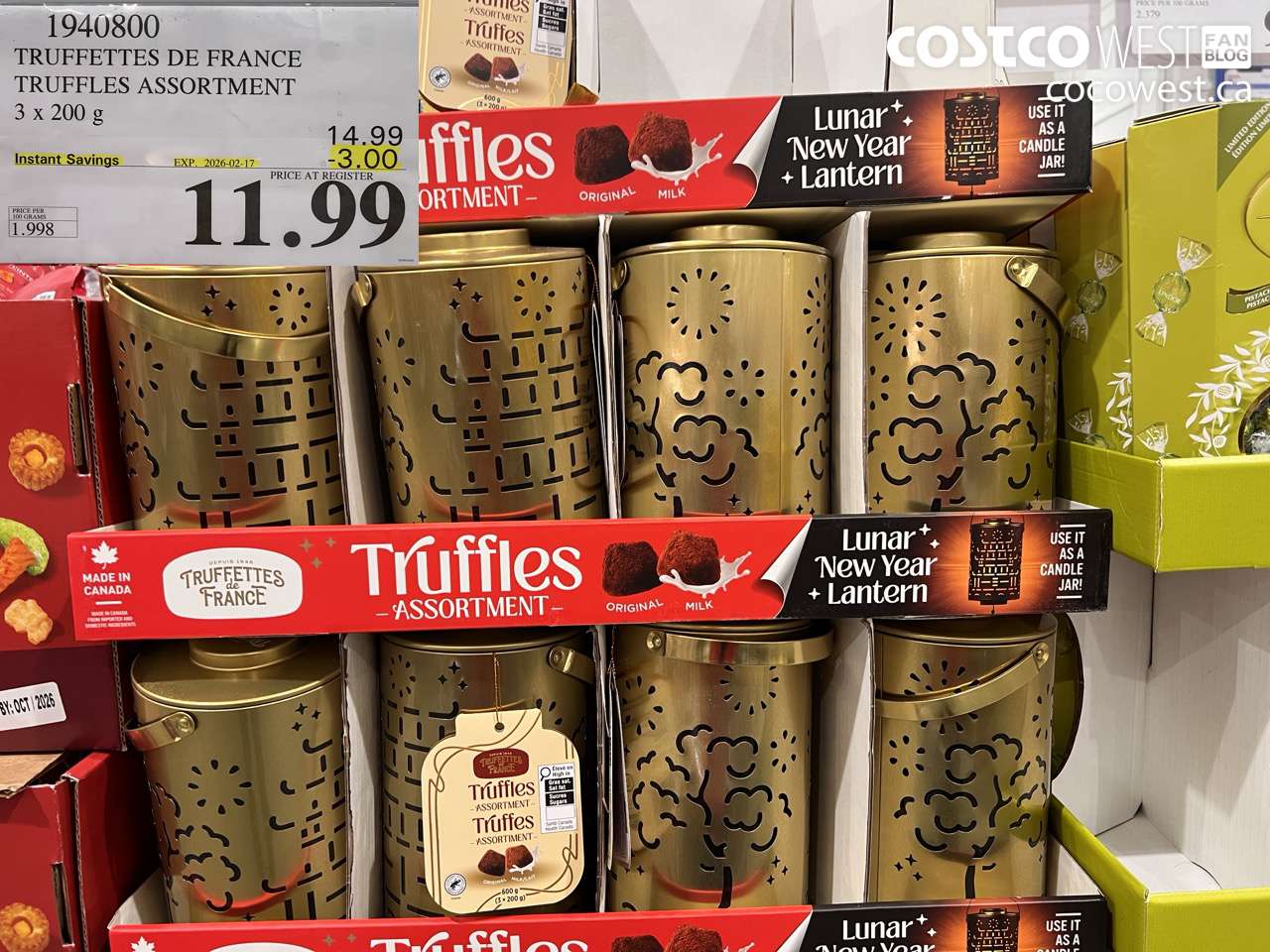 1940800 TRUFFETTES DE FRANCE TRUFFLES ASSORTMENT 3 x 200 g ($3.00 INSTANT SAVINGS EXPIRES ON 2026-02-17) $11.99