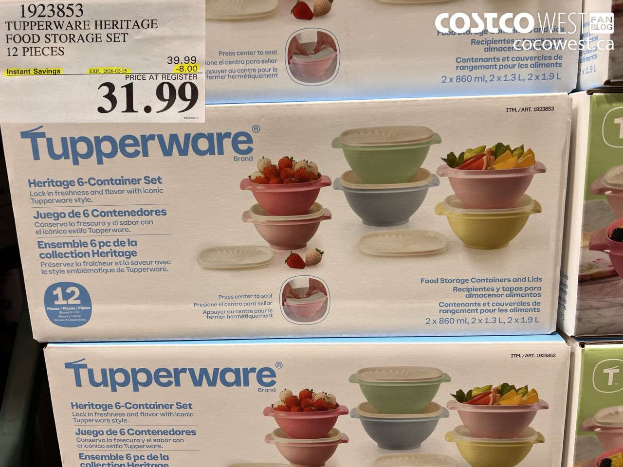1923853 TUPPERWARE HERITAGE FOOD STORAGE SET 12 PIECES ($8.00 INSTANT SAVINGS EXPIRES ON 2026-02-15) $31.99