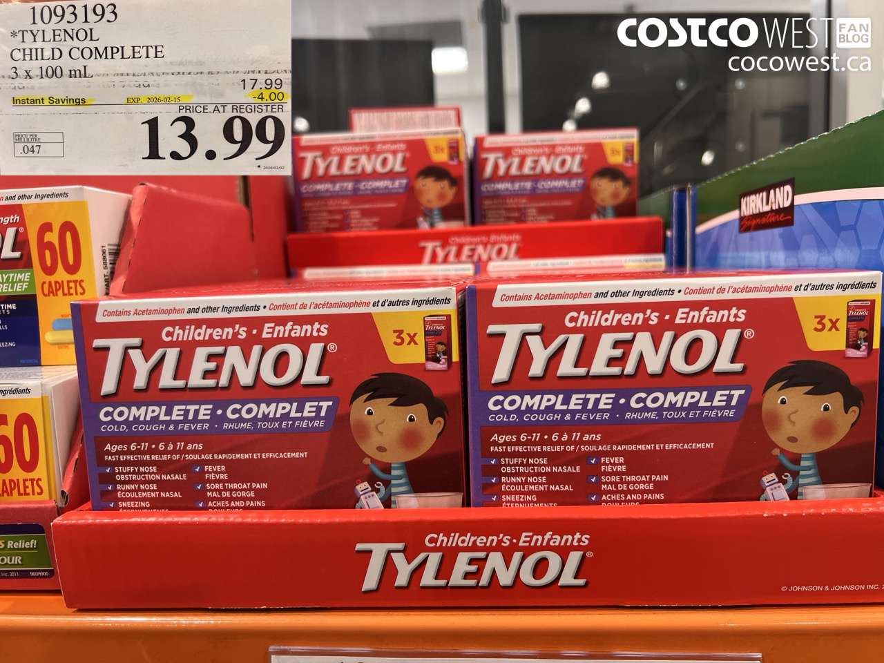 1093193 TYLENOL CHILD COMPLETE 3 x 100 mL ($4.00 INSTANT SAVINGS EXPIRES ON 2026-02-15) $13.99