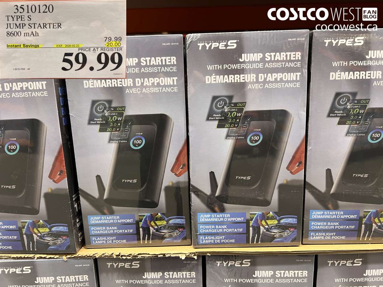 3510120 TYPE S JUMP STARTER 8600 mAh ($20.00 INSTANT SAVINGS EXPIRES ON 2026-02-22) $59.99