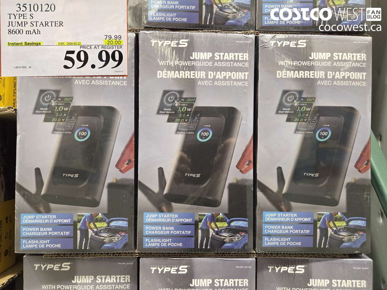 3510120 TYPE S JUMP STARTER 8600 mAh ($20.00 INSTANT SAVINGS EXPIRES ON 2026-02-22) $59.99