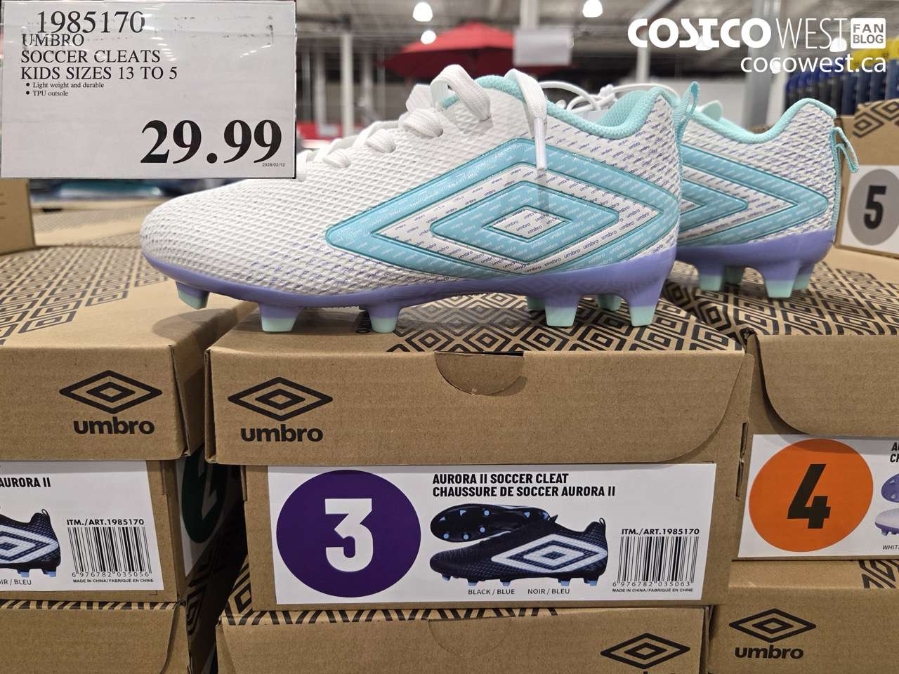 1985170 UMBRO SOCCER CLEATS KIDS SIZES 13 TO 5 $29.99