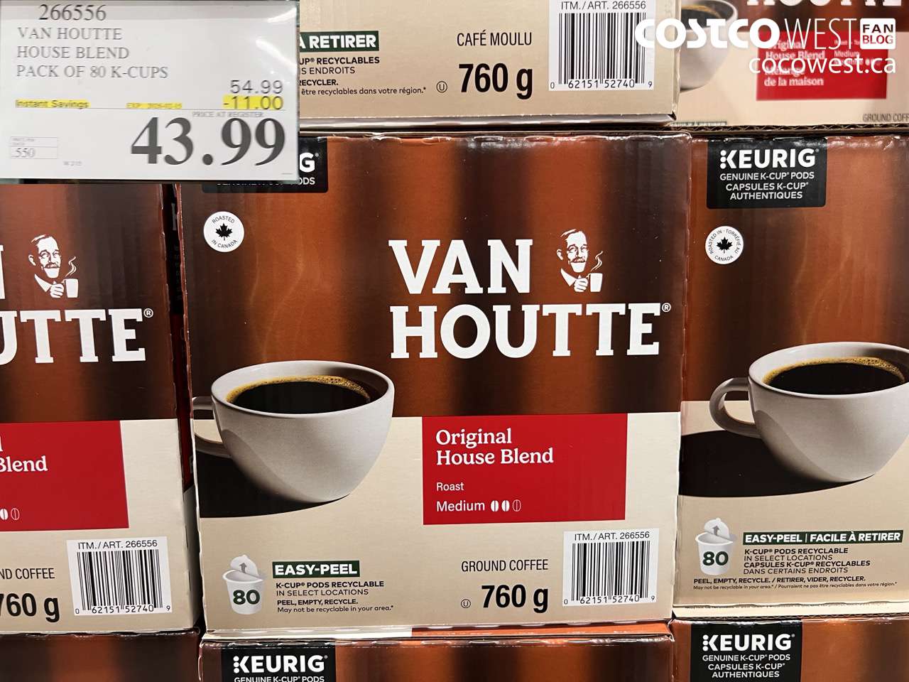266556 VAN HOUTTE HOUSE BLEND PACK OF 80 K-CUPS ($11.00 INSTANT SAVINGS EXPIRES ON 2026-02-15) $43.99