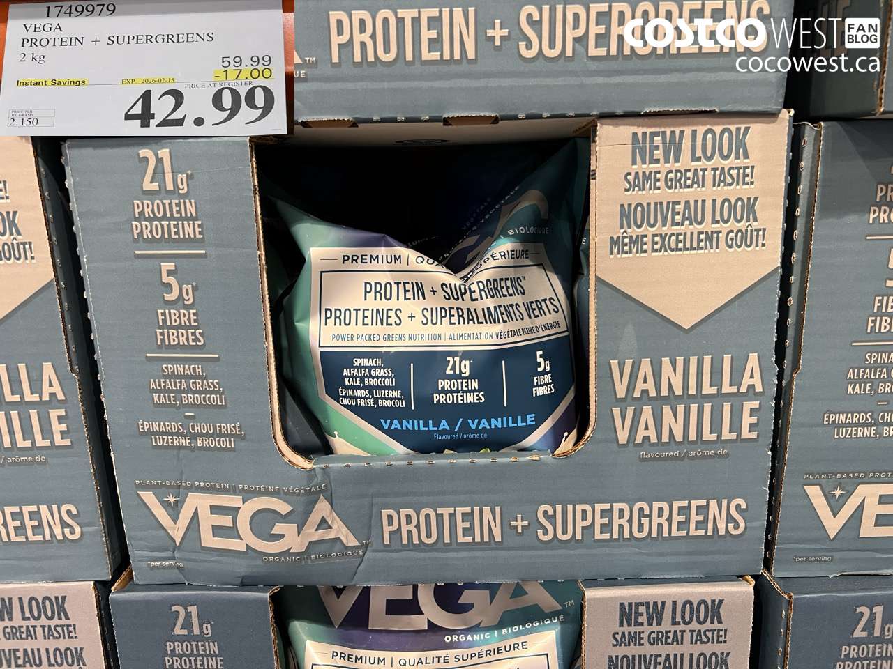 1749979 VEGA PROTEIN + SUPERGREENS 2 kg ($17.00 INSTANT SAVINGS EXPIRES ON 2026-02-15) $42.99