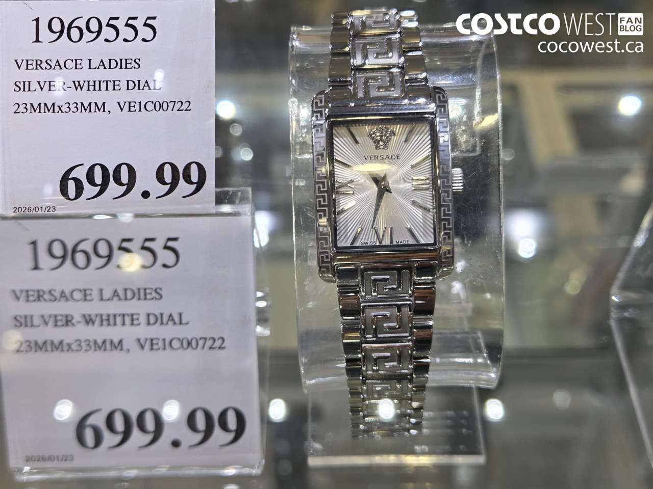 1969555 VERSACE LADIES SILVER-WHITE DIAL 23MMx33MM, VE1C00722 $699.99