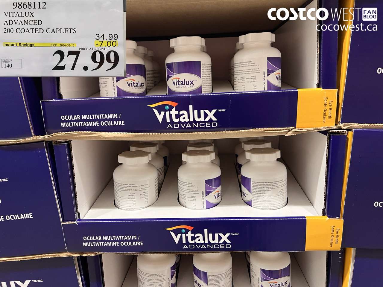 9868112 VITALUX ADVANCED 200 COATED CAPLETS ($7.00 INSTANT SAVINGS EXPIRES ON 2026-02-15) $27.99