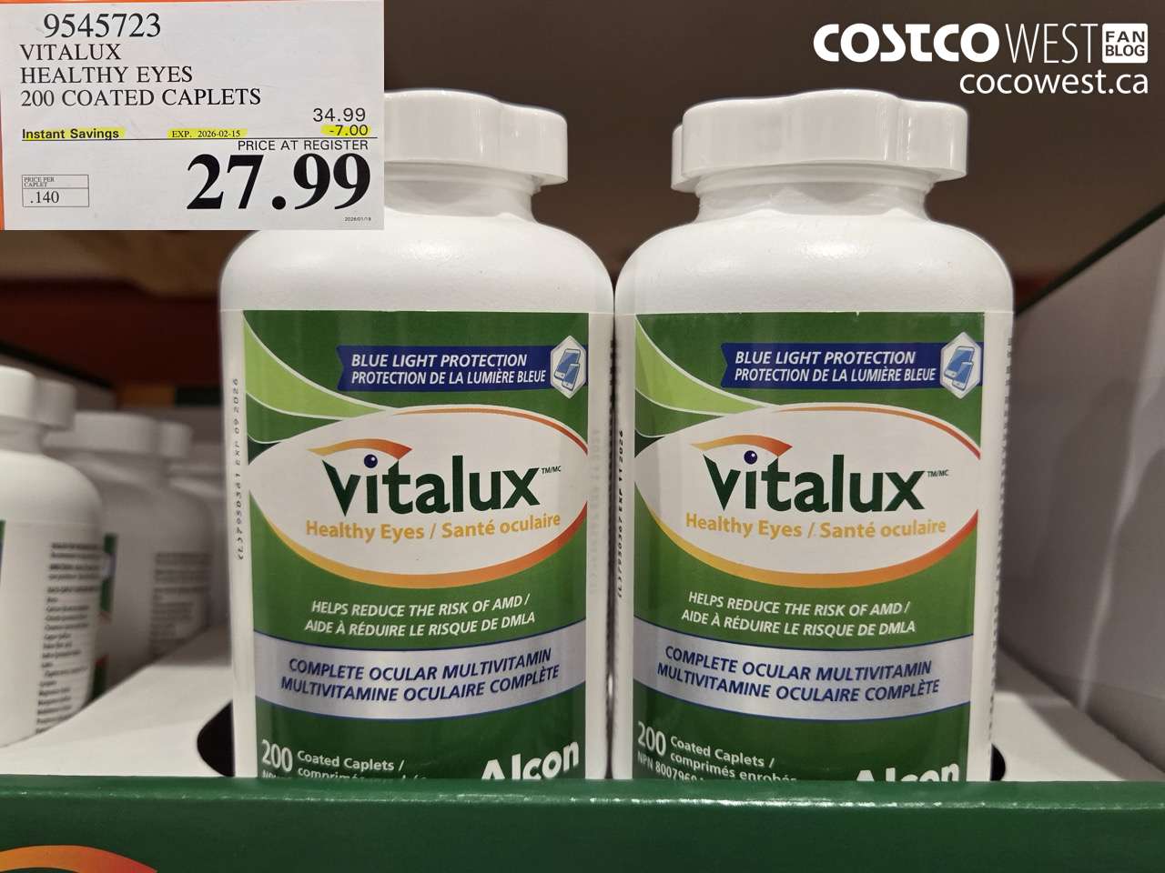 9545723 VITALUX HEALTHY EYES 200 COATED CAPLETS ($7.00 INSTANT SAVINGS EXPIRES ON 2026-02-15) $27.99