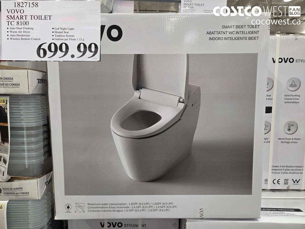1827158 VOVO SMART TOILET TC 8100 $699.99