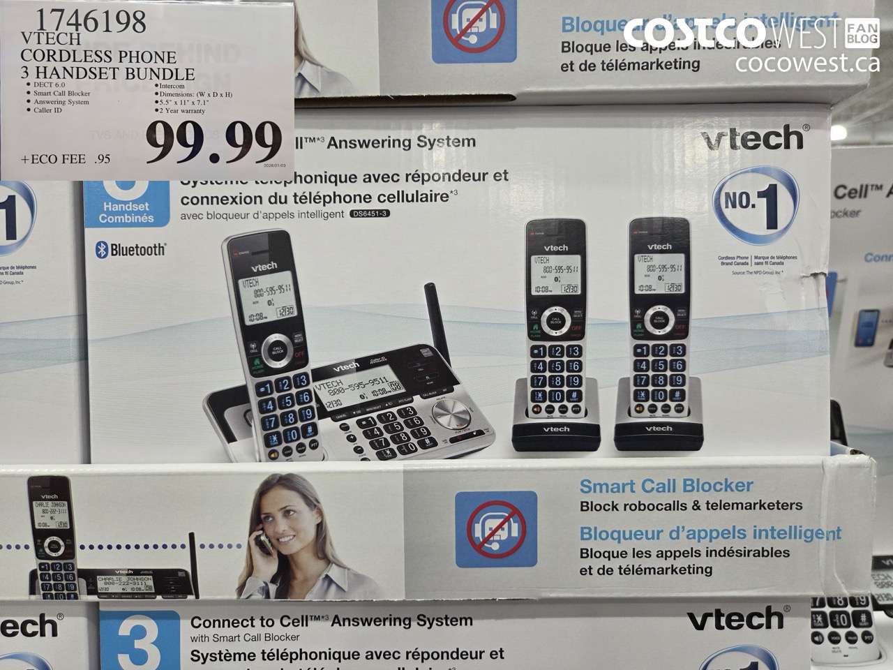 1746198 VTECH CORDLESS PHONE 3 HANDSET BUNDLE $99.99