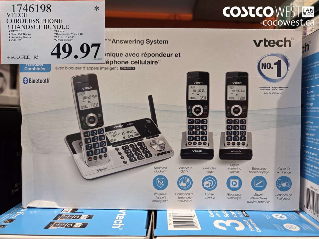 1746198 VTECH CORDLESS PHONE 3 HANDSET BUNDLE $49.97