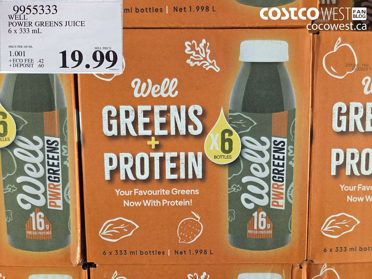 9955333 WELL POWER GREENS JUICE 6 X 333ML $19.99