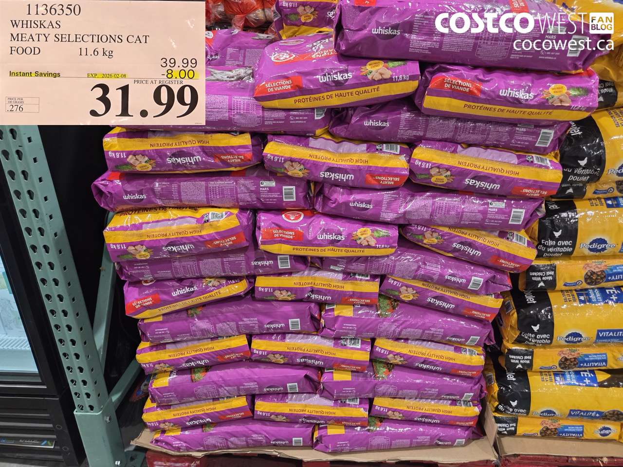 1136350 WHISKAS MEATY SECTIONS CAT FOOD 11.6 kg ($8.00 INSTANT SAVINGS EXPIRES ON 2026-02-08) $31.99