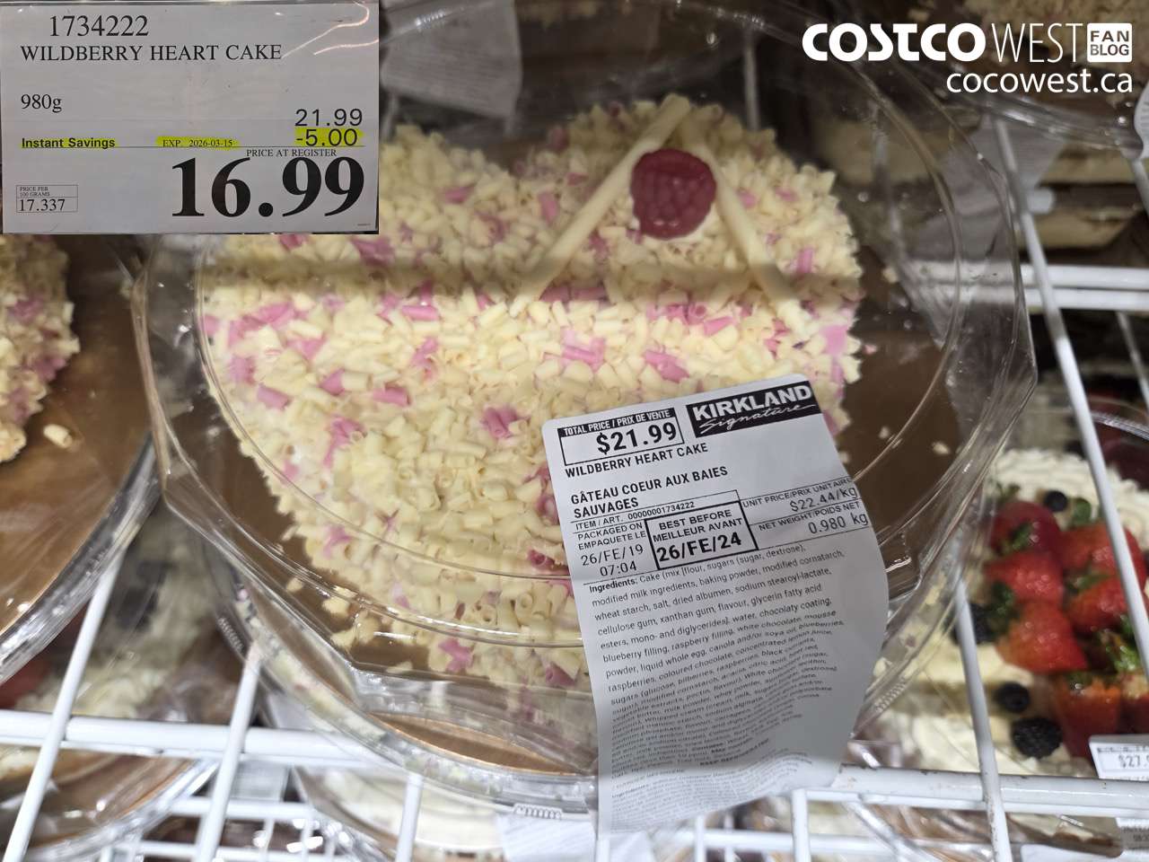 1734222 WILD BERRY HEART CAKE 980G ($5.00 INSTANT SAVINGS EXPIRES ON 2026-03-15) $16.99