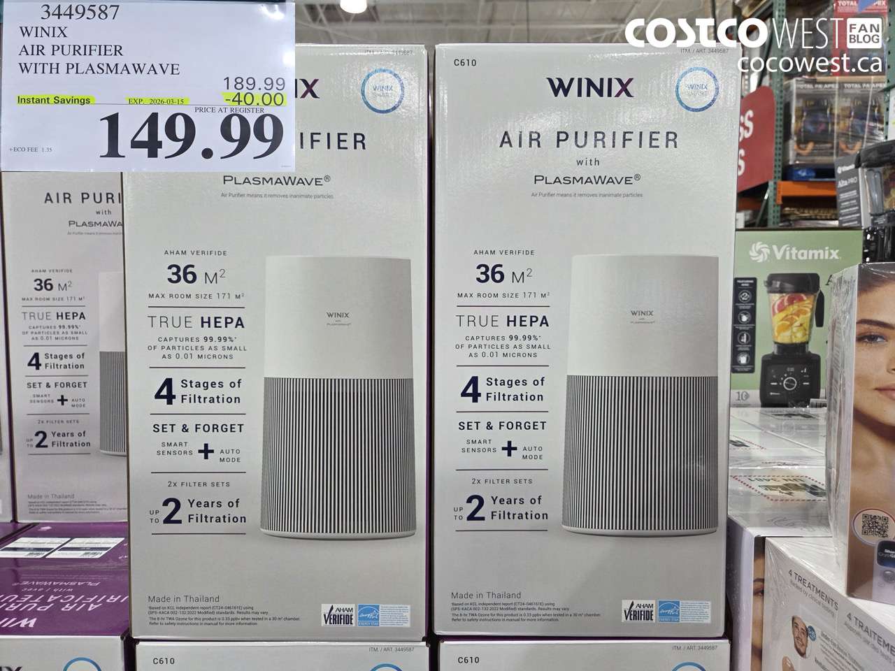 3449587 WINIX AIR PURIFIER WITH PLASMAWAVE ($40.00 INSTANT SAVINGS EXPIRES ON 2026-03-15) $149.99