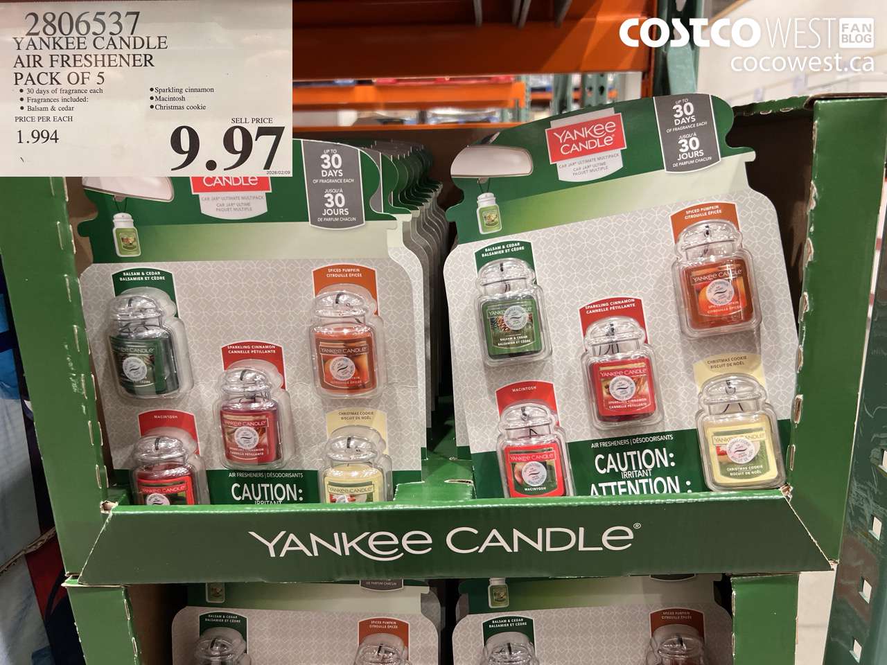 2806537 YANKEE CANDLE AIR FRESHENER PACK OF 5 $9.97