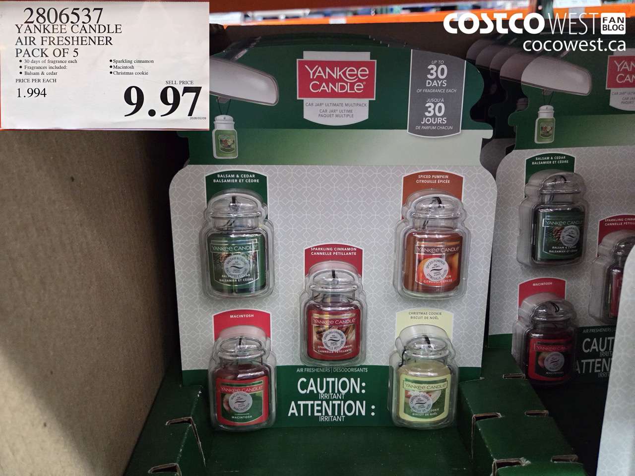 2806537 YANKEE CANDLE AIR FRESHENER PACK OF 5 $9.97