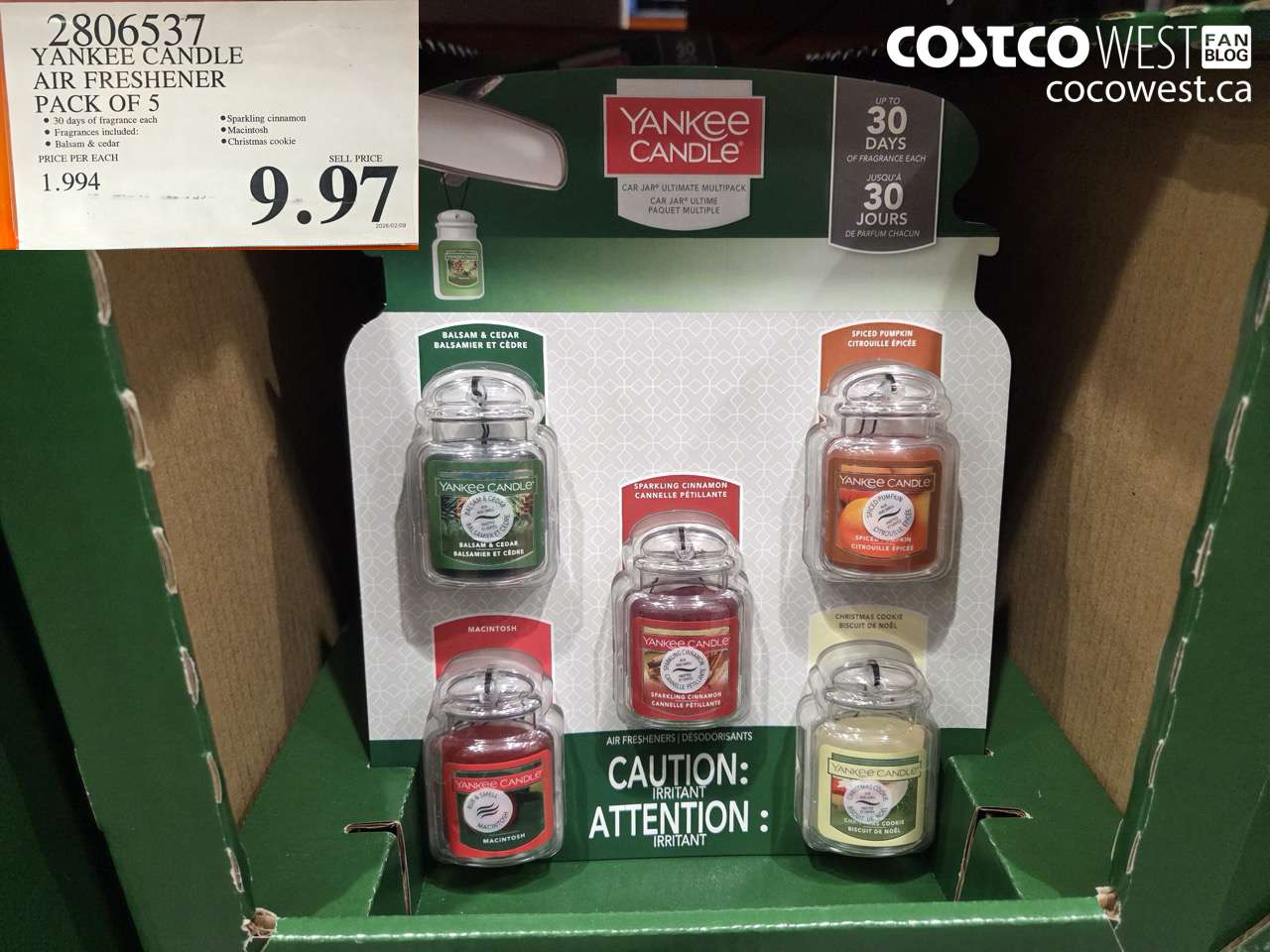 2806537 YANKEE CANDLE AIR FRESHENER PACK OF 5 $9.97