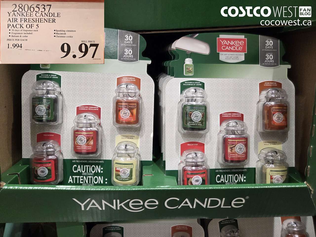 2806537 YANKEE CANDLE AIR FRESHNER PACK OF 5 $9.97