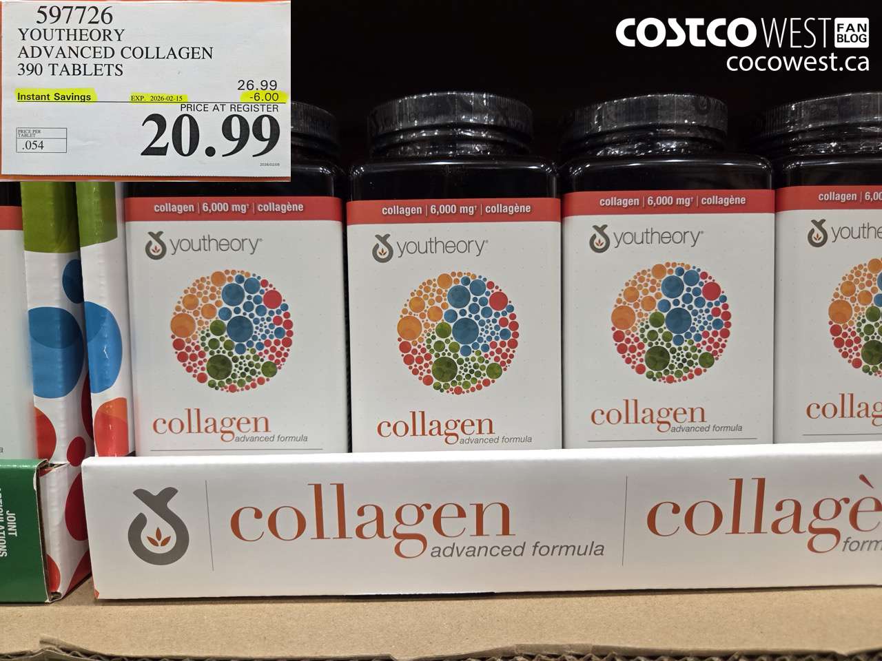 597726 YOUTHEORY ADVANCED COLLAGEN 390 TABLETS ($6.00 INSTANT SAVINGS EXPIRES ON 2026-02-15) $20.99