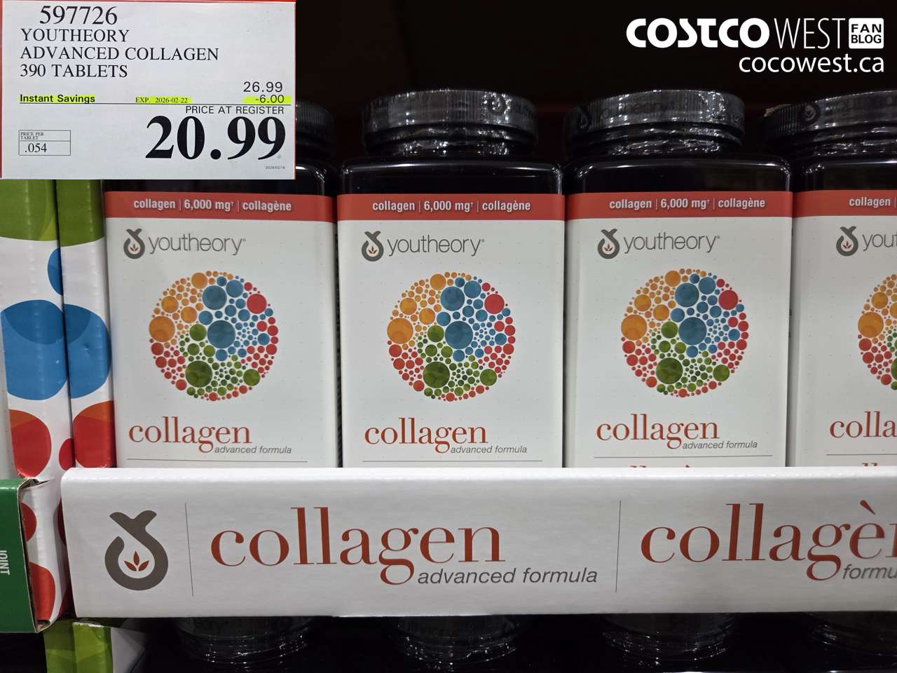 597726 YOUTHEORY ADVANCED COLLAGEN 390 TABLETS ($6.00 INSTANT SAVINGS EXPIRES ON 2026-02-22) $20.99
