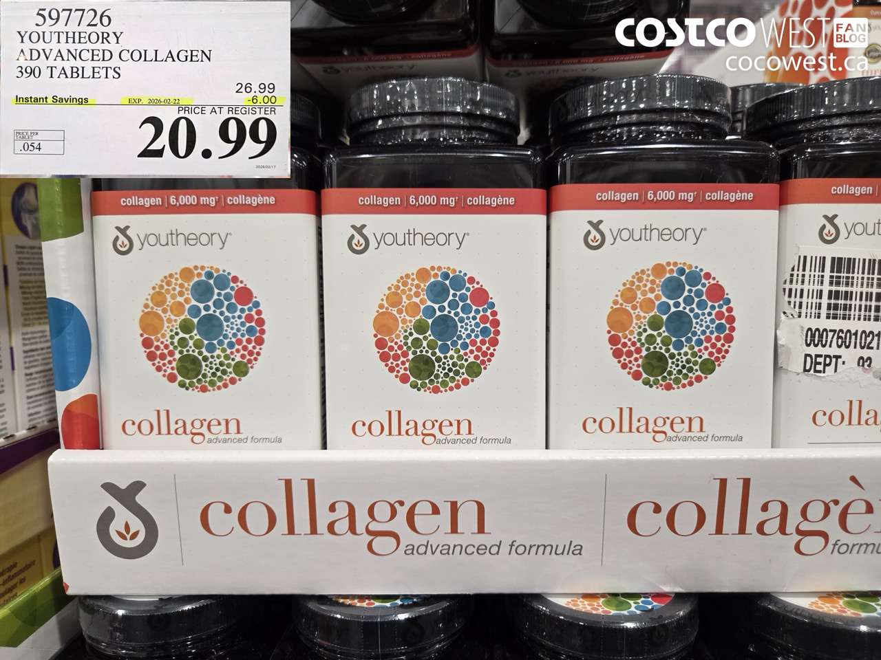 597726 YOUTHEORY ADVANCED COLLAGEN 390 TABLETS ($6.00 INSTANT SAVINGS EXPIRES ON 2026-02-22) $20.99