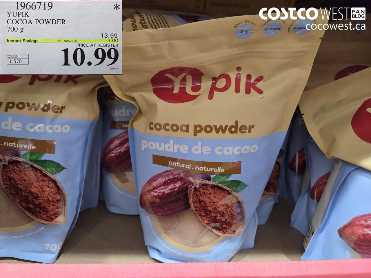 1966719 YUPIK COCOA POWDER 700G ($3.00 INSTANT SAVINGS EXPIRES ON 2026-02-08) $10.99