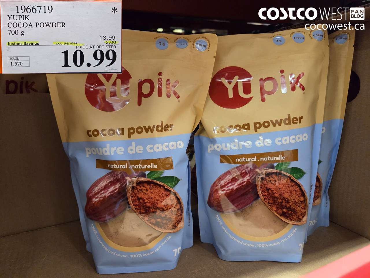 19667119 YUPIK COCOA POWDER 700 g ($3.00 INSTANT SAVINGS EXPIRES ON 2026-02-08) $10.99