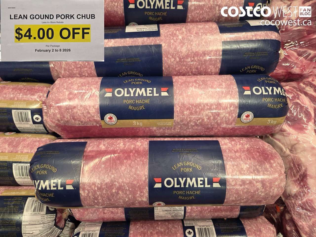 28537 (also 28539) LEAN GOUND PORK CHUB ($4.00 INSTANT SAVINGS EXPIRES ON 2026-02-08)