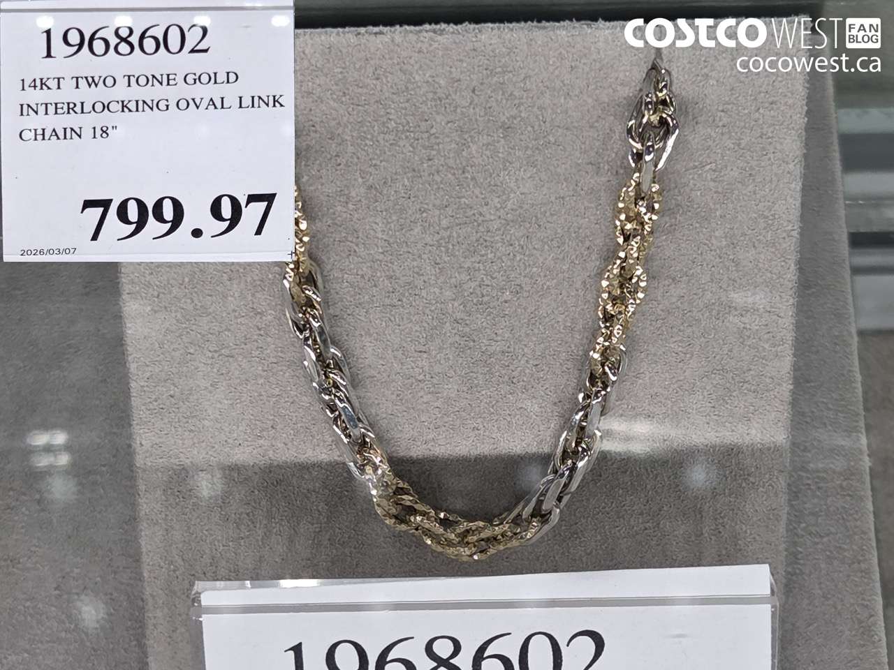 1968602 14KT TWO TONE GOLD INTERLOCKING OVAL LINK CHAIN 18