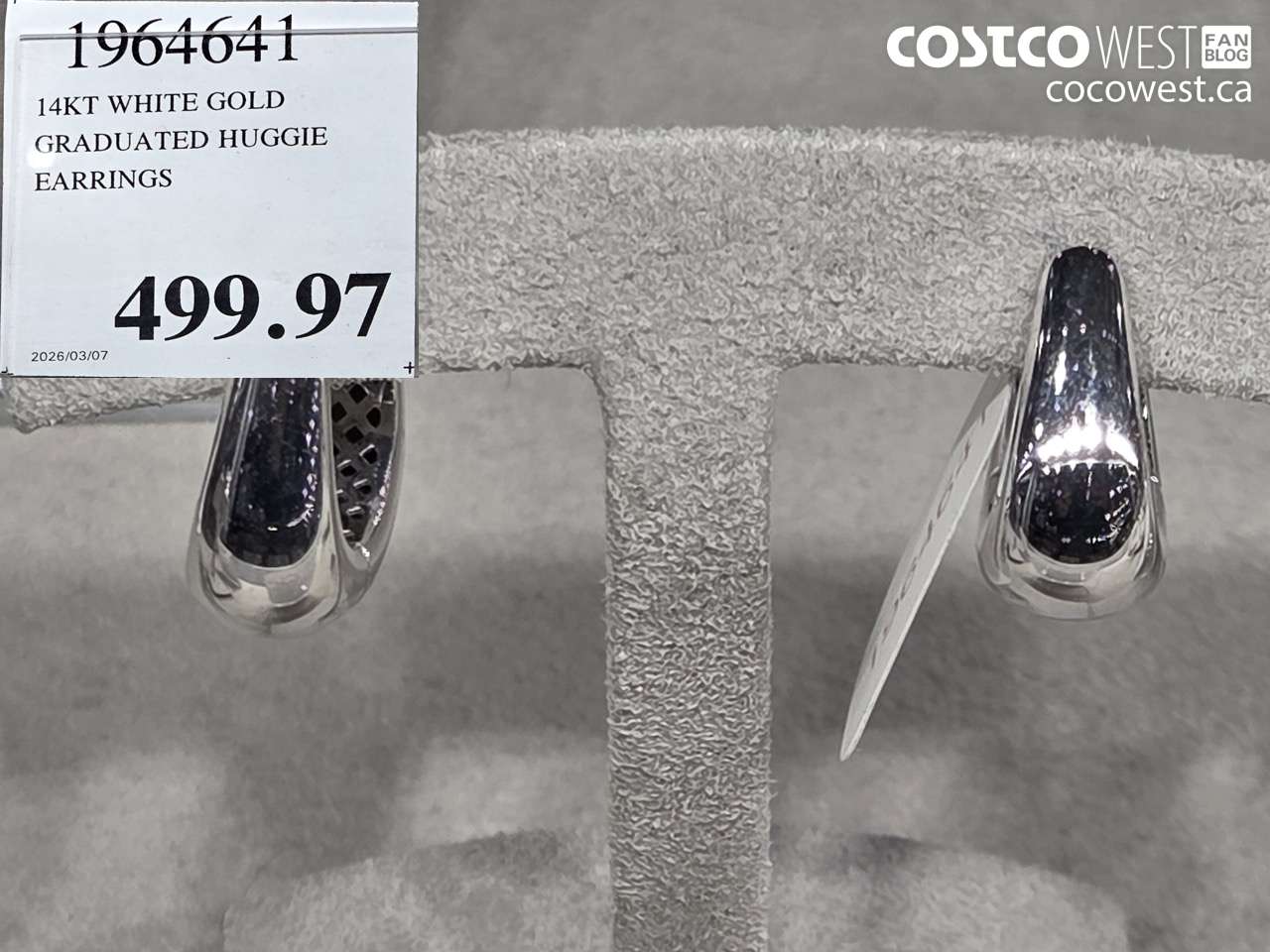 1964641 14KT WHITE GOLD GRADUATED HUGGIE EARRINGS $499.97