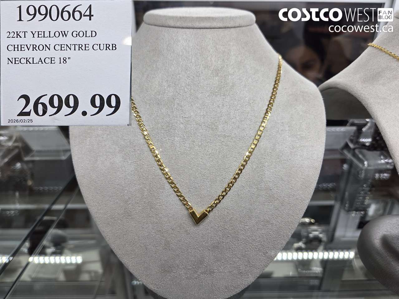 1990664 22KT YELLOW GOLD CHEVRON CENTRE CURB NECKLACE 18
