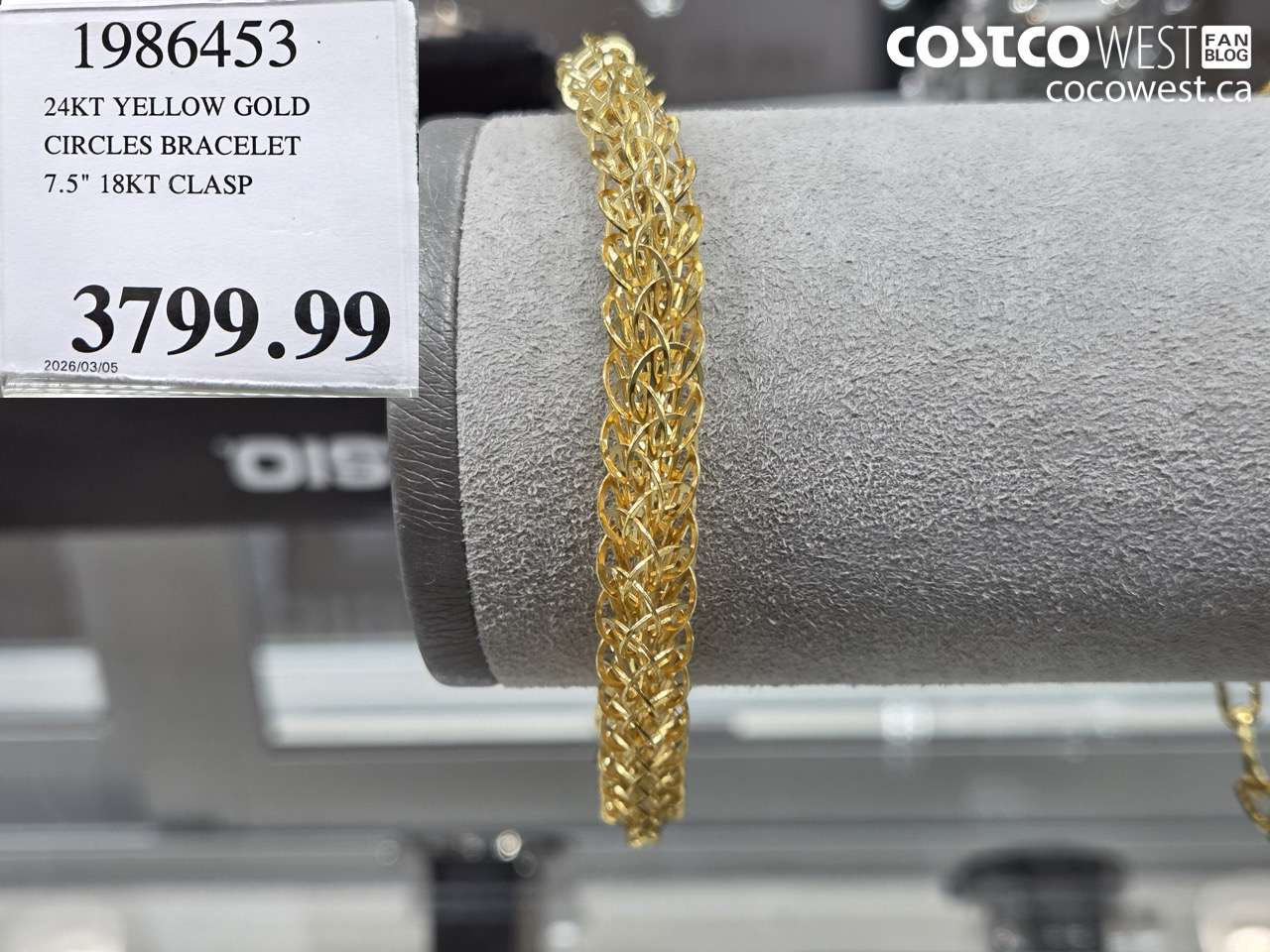 1986453 24KT YELLOW GOLD CIRCLES BRACELET 7.5