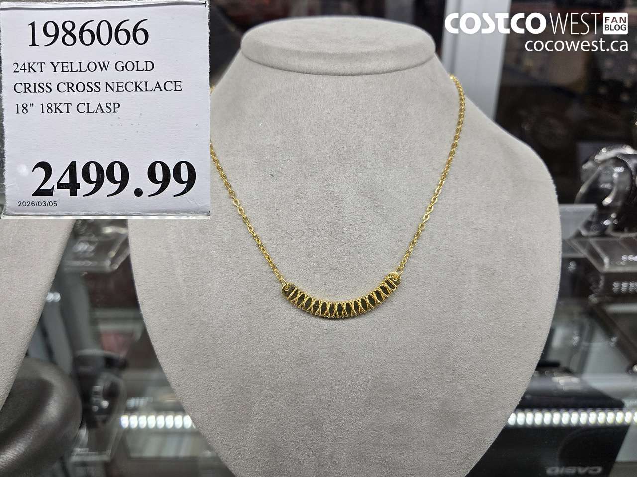 1986066 24KT YELLOW GOLD CRISS CROSS NECKLACE 18