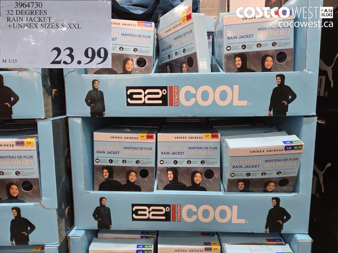 3964730 32 DEGREES RAIN JACKET + UNISEX SIZES S-XXL $23.99