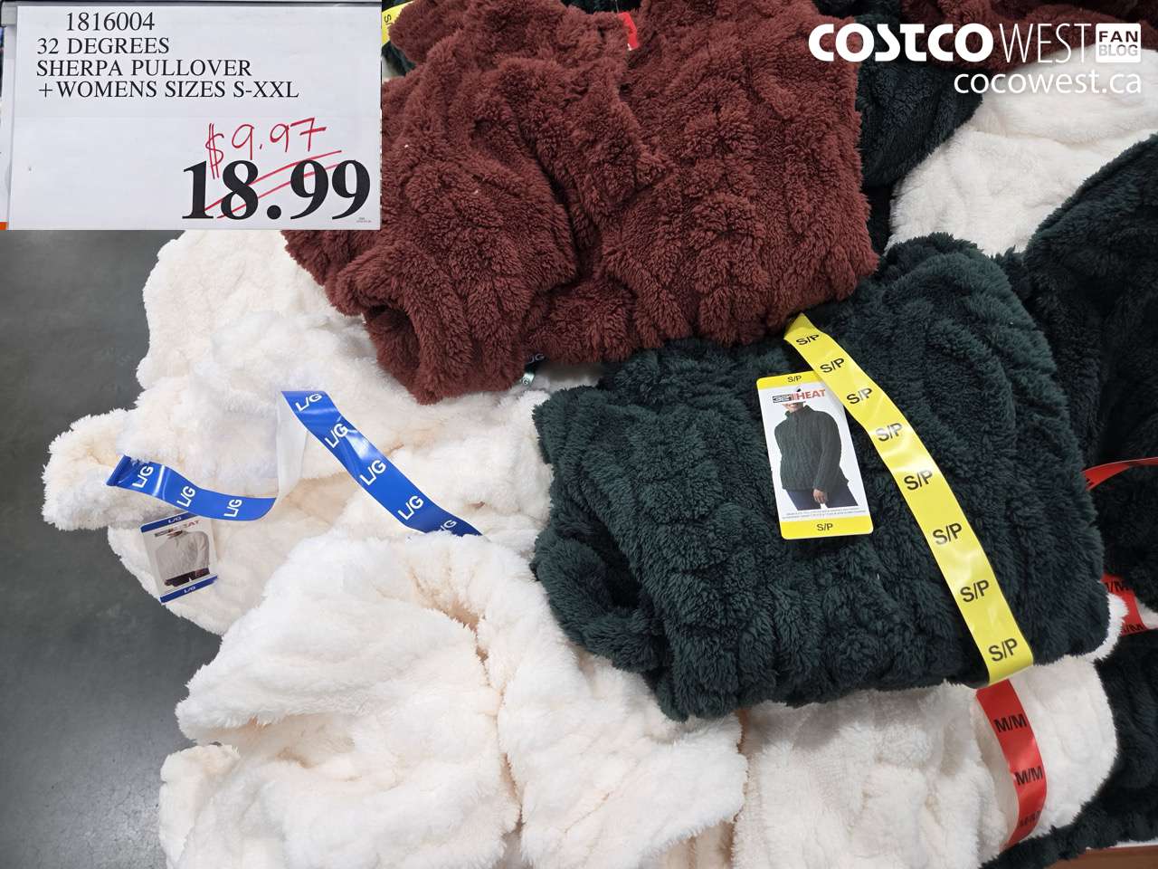 1816004 32 DEGREES SHERPA PULLOVER + WOMENS SIZES S-XXL $9.97