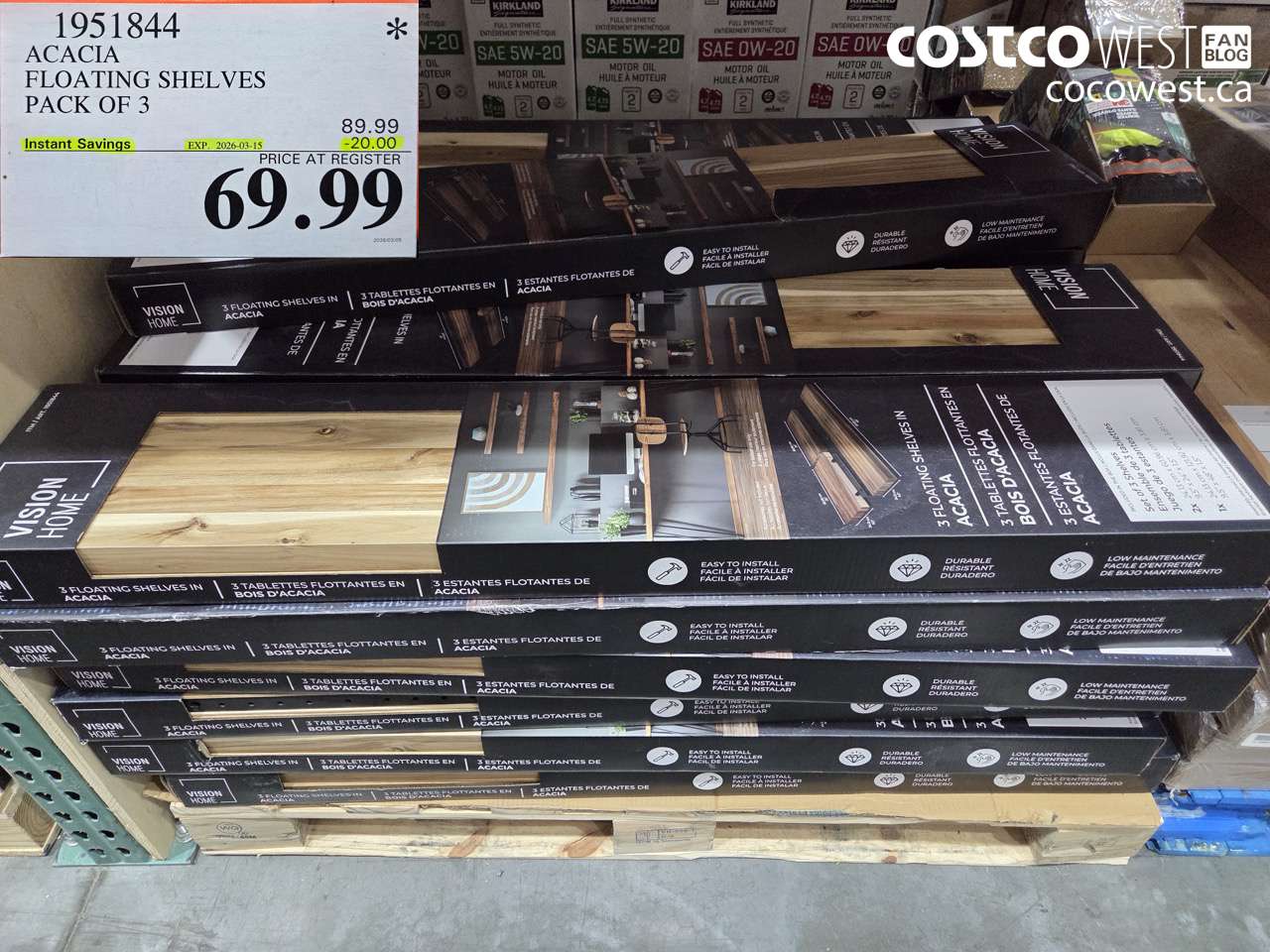 1951844 ACACIA FLOATING SHELVES PACK OF 3 ($20.00 INSTANT SAVINGS EXPIRES ON 2026-03-15) $69.99