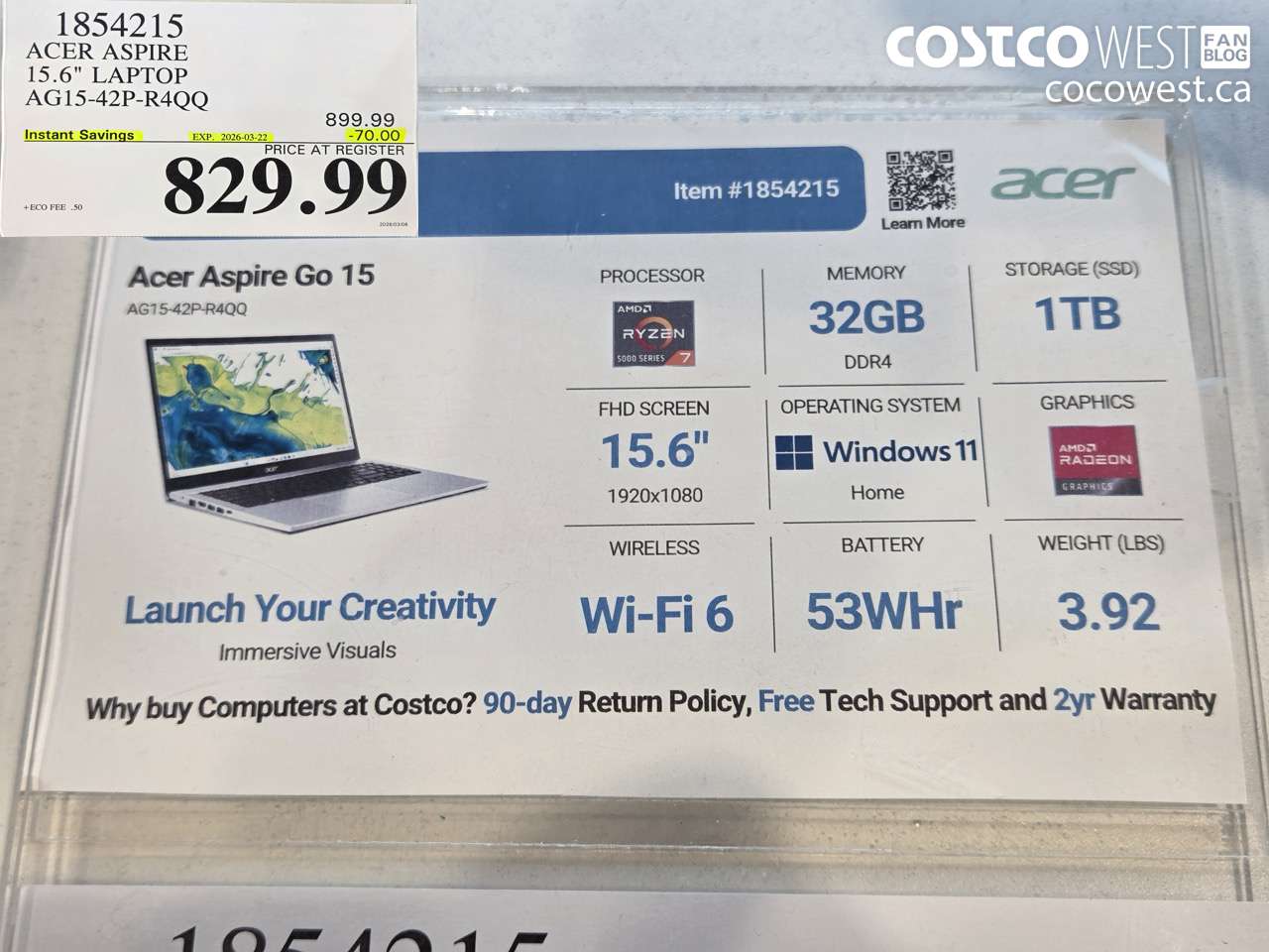 1854215 ACER ASPIRE 15.6\