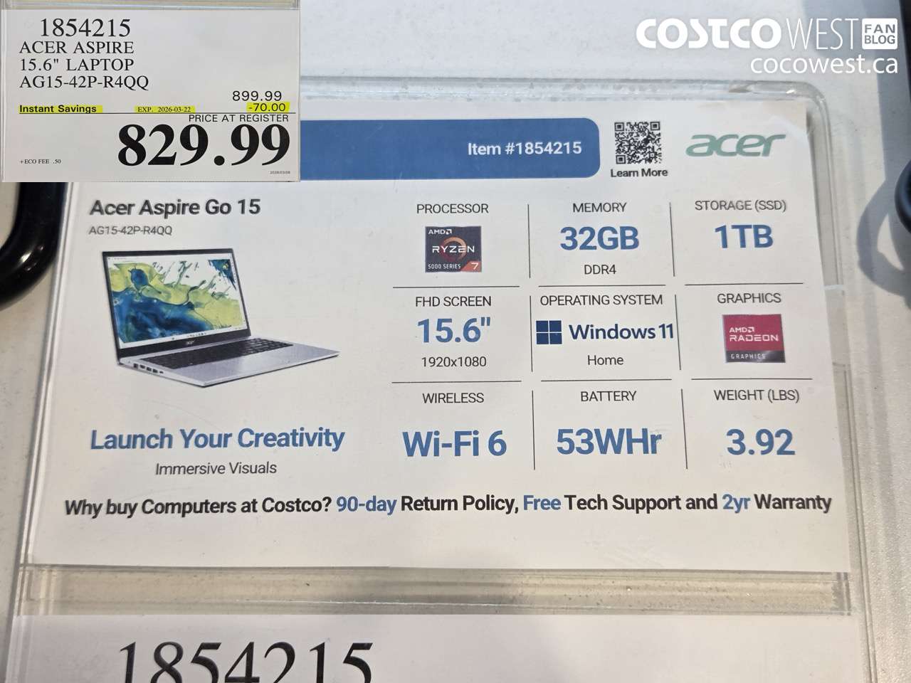 1854215 ACER ASPIRE 15.6