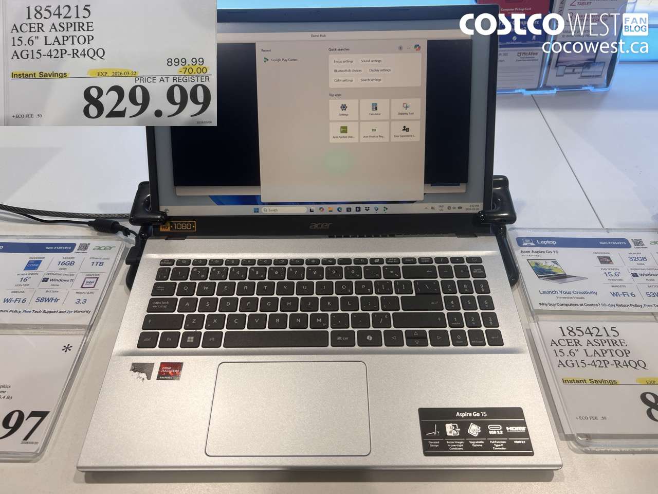 1854215 ACER ASPIRE 15.6 LAPTOP AG15-42P-R4Q ($70.00 INSTANT SAVINGS EXPIRES ON 2026-03-22) $829.99