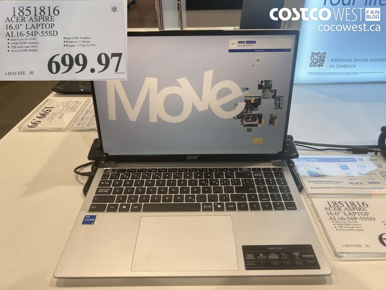 1851816 ACER ASPIRE 16.0 LAPTOP AL16-54P-55SD $699.97