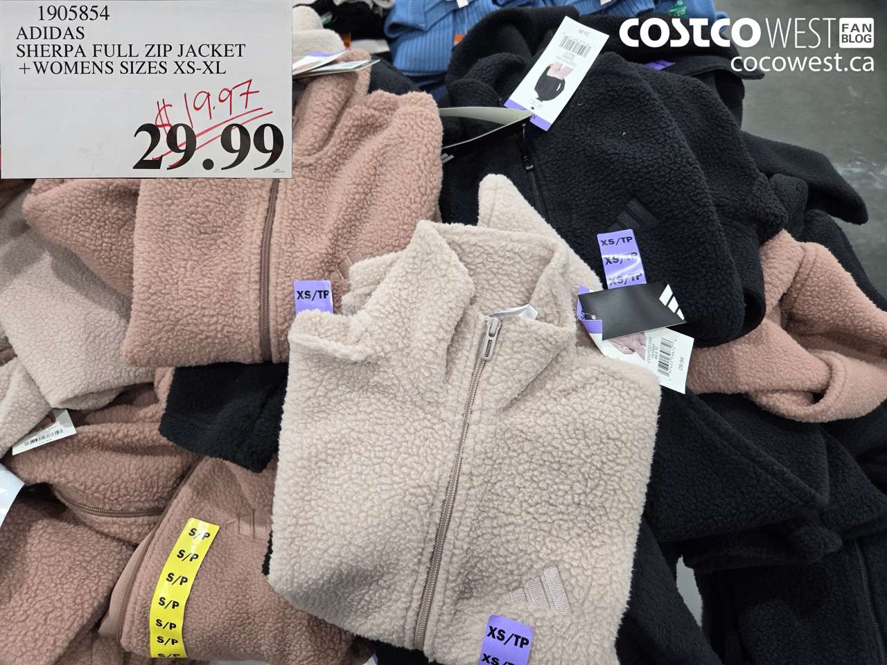 1905854 ADIDAS SHERPA FULL ZIP JACKET + WOMENS SIZES XS-XL $19.97