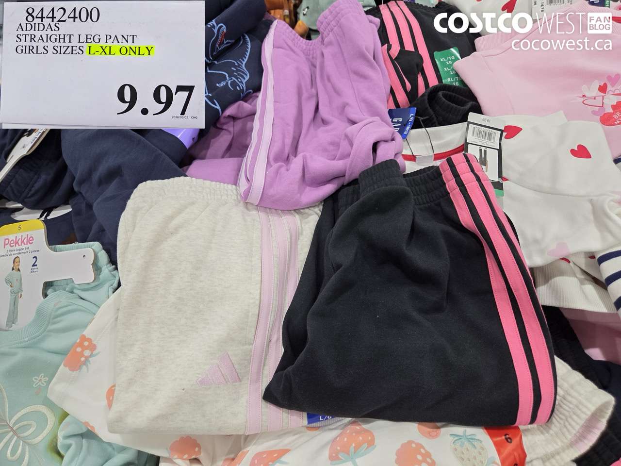 8442400 ADIDAS STRAIGHT LEG PANT GIRLS SIZES L-XL ONLY $9.97