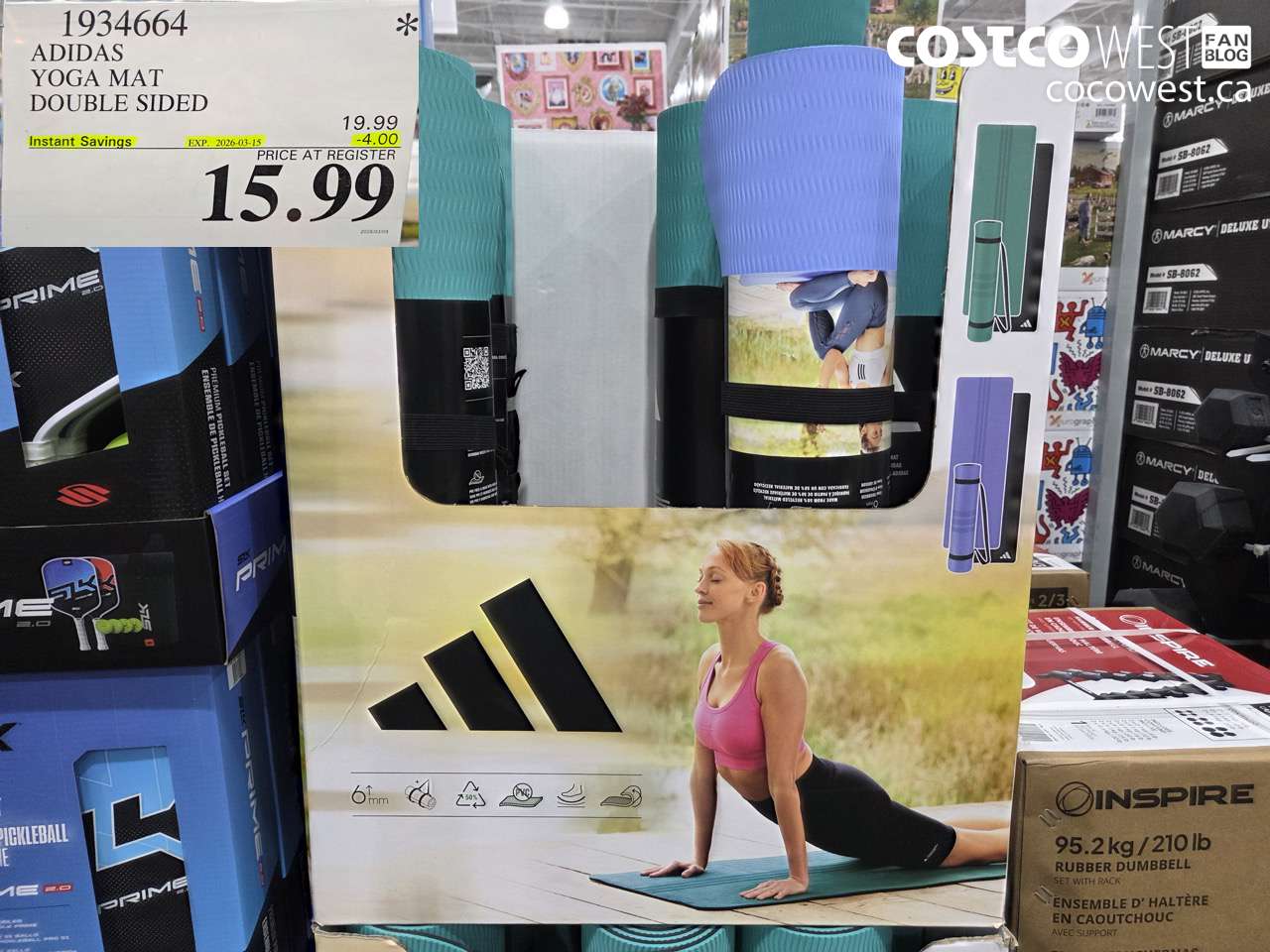 1934664 ADIDAS YOGA MAT DOUBLE SIDED ($4.00 INSTANT SAVINGS EXPIRES ON 2026-03-15) $15.99
