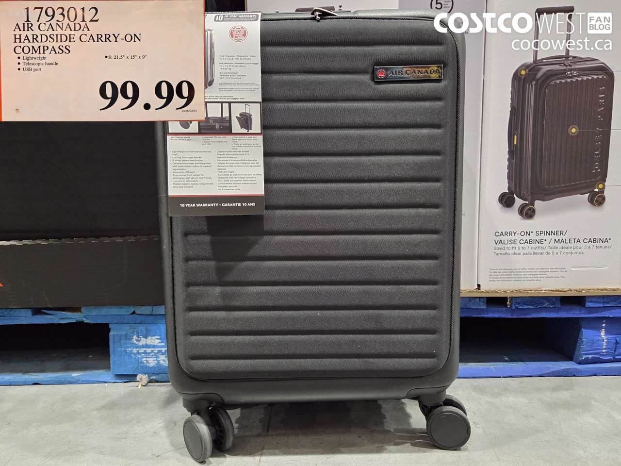 1793012 AIR CANADA HARDSIDE CARRY-ON COMPASS $99.99