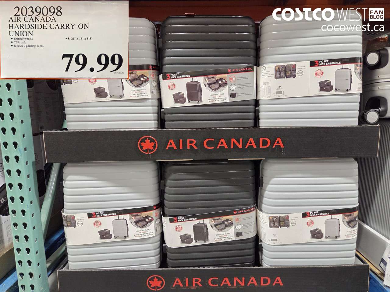 2039098 AIR CANADA HARDSIDE CARRY-ON UNION $79.99