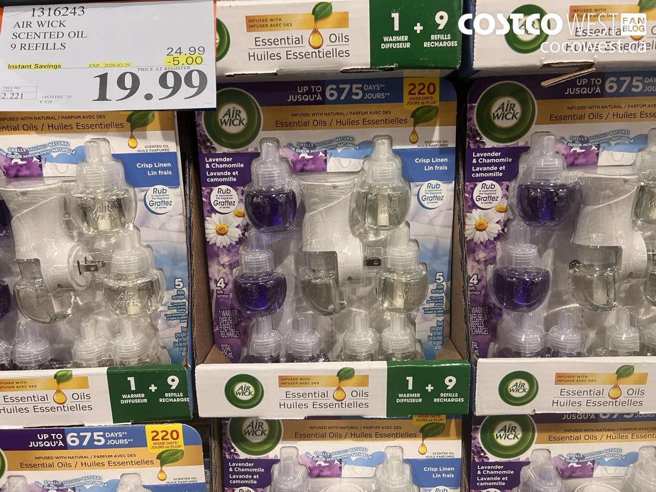 1316243 AIR WICK SCENTED OIL 9 REFILLS ($5.00 INSTANT SAVINGS EXPIRES ON 2026-03-29) $19.99